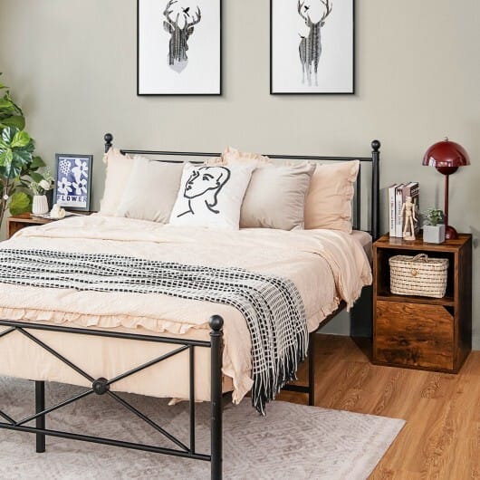 Set of 2 Nightstands Side End Table for Living Room-White