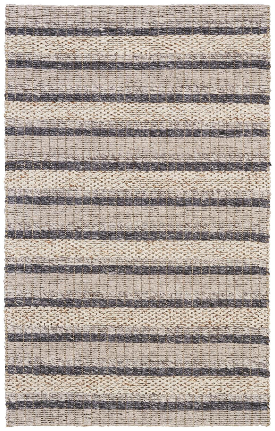 12' X 15' Gray and Ivory Wool Hand Woven Area Rug
