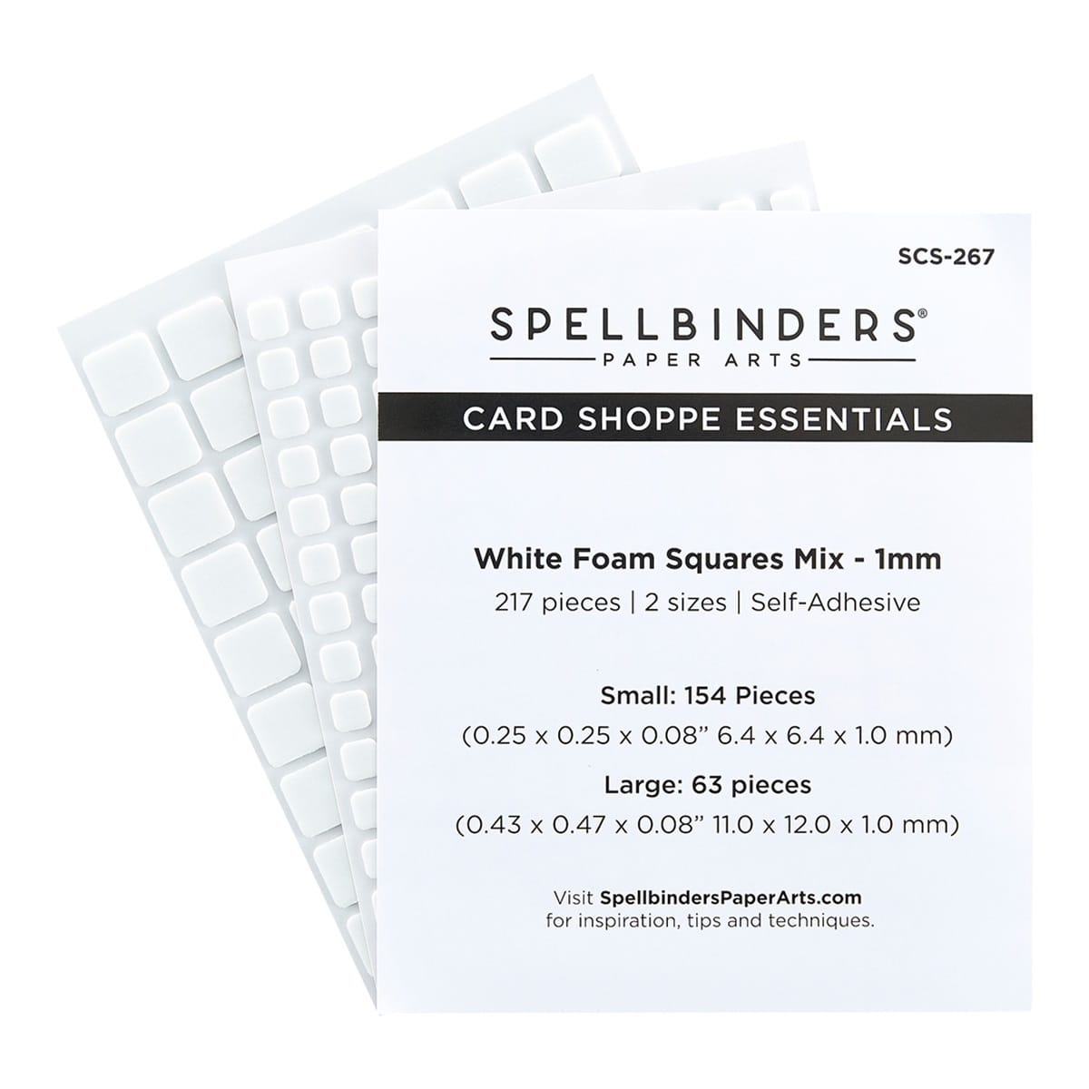 Spellbinders Card Shoppe Essentials Foam Squares Mix-White, 1mm (Pack of 3)