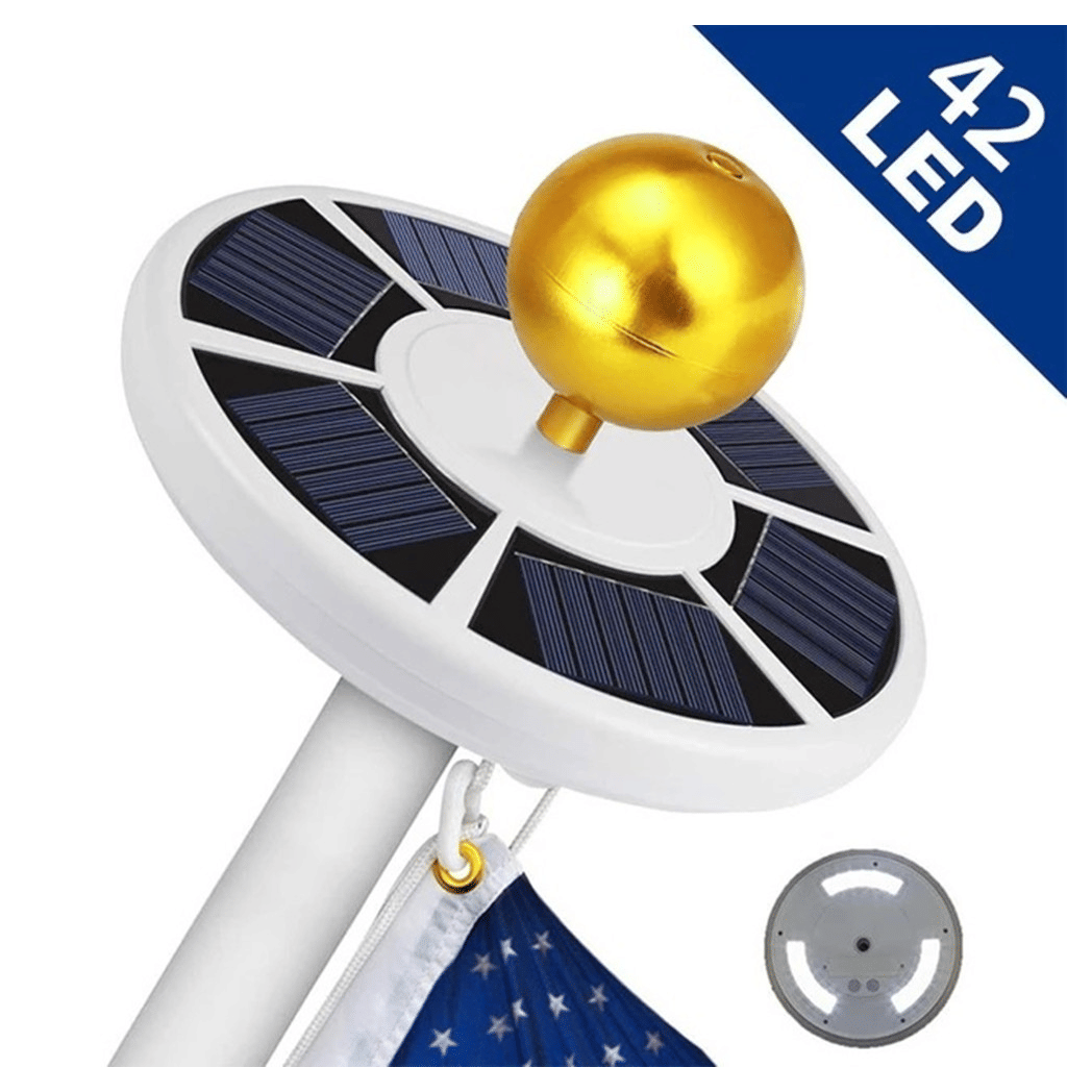 42 LED Solar Flagpole Light Garden Umbrella Light Outdoor Waterproof Landscape Street Flag Pole Lamp With Hook For Tent Camping