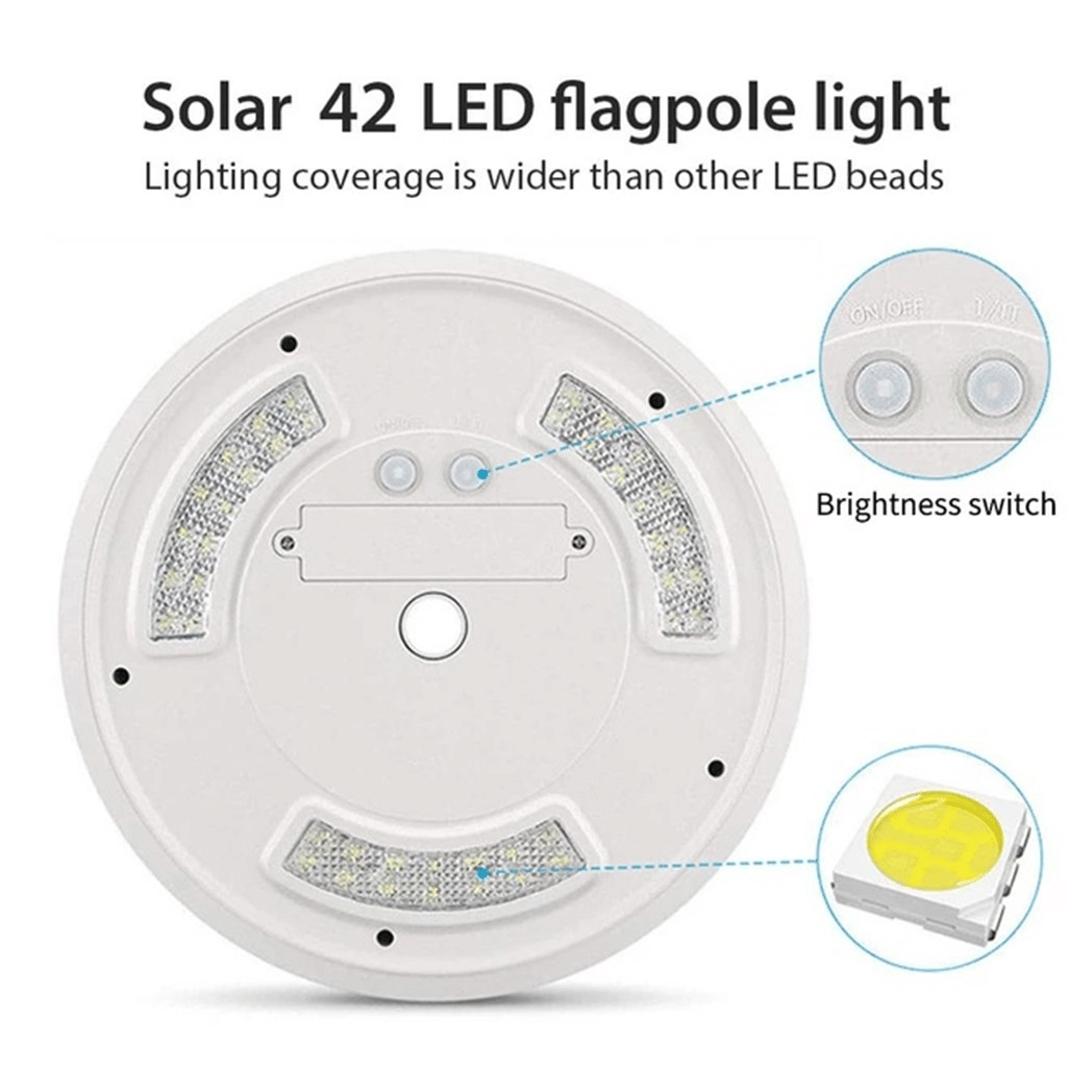 42 LED Solar Flagpole Light Garden Umbrella Light Outdoor Waterproof Landscape Street Flag Pole Lamp With Hook For Tent Camping