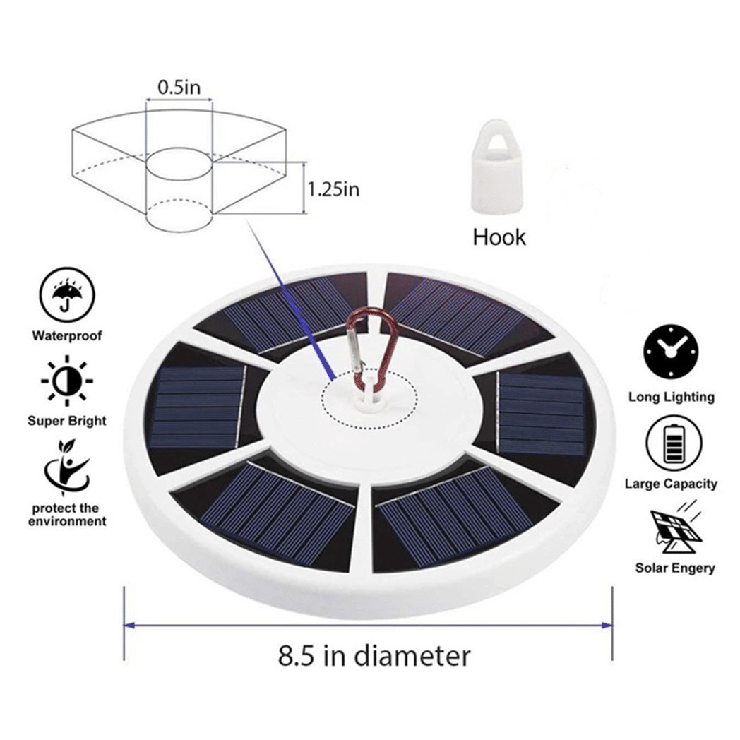 42 LED Solar Flagpole Light Garden Umbrella Light Outdoor Waterproof Landscape Street Flag Pole Lamp With Hook For Tent Camping