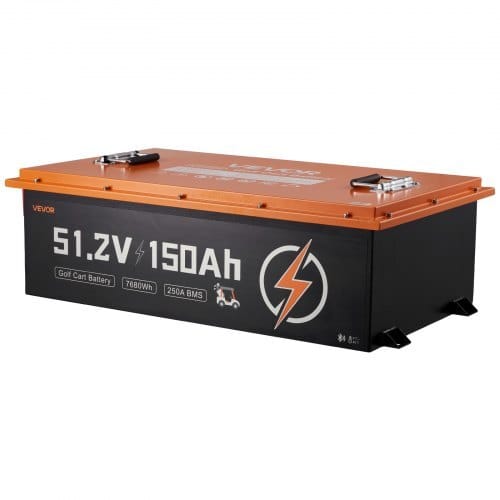 48V (51.2V) 150AH Lithium Golf Cart Battery, with 20A Charger, Lifepo4 Battery Kit, Built-in 250A BMS, with Bluetooth & Touch Monitor, 2C Discharge, 4000 Cycles, for Golf Carts, Trolling Motors
