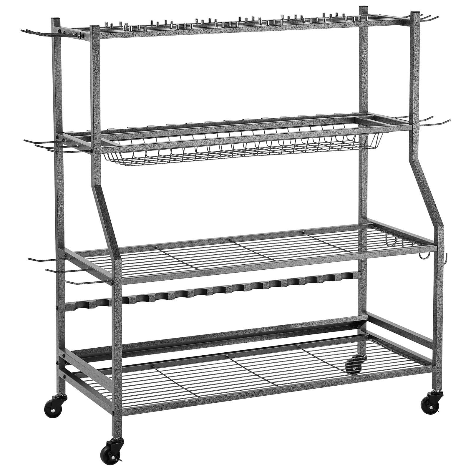 Fishing Rod Holder for 15-Rods, Mobile Fishing Pole Rack Cart with Wheels, Fish Gear Equipment Organizer for Garage Home Indoor Use, for Tackle Box Reel Accessories Storage, Gifts for Men
