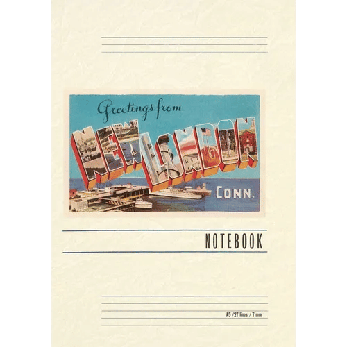 Vintage Lined Notebook Greetings from New London - Paperback