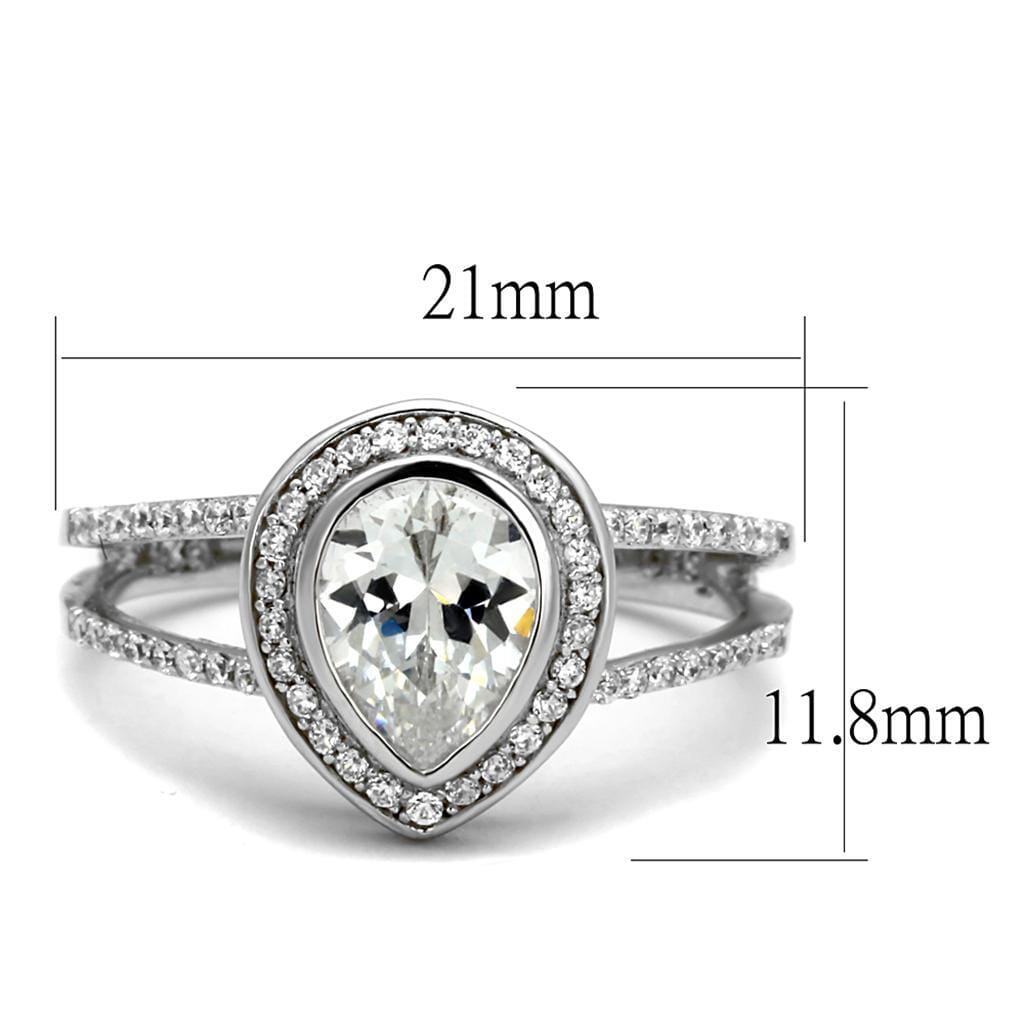 TS465 - Rhodium 925 Sterling Silver Ring with AAA Grade CZ in Clear