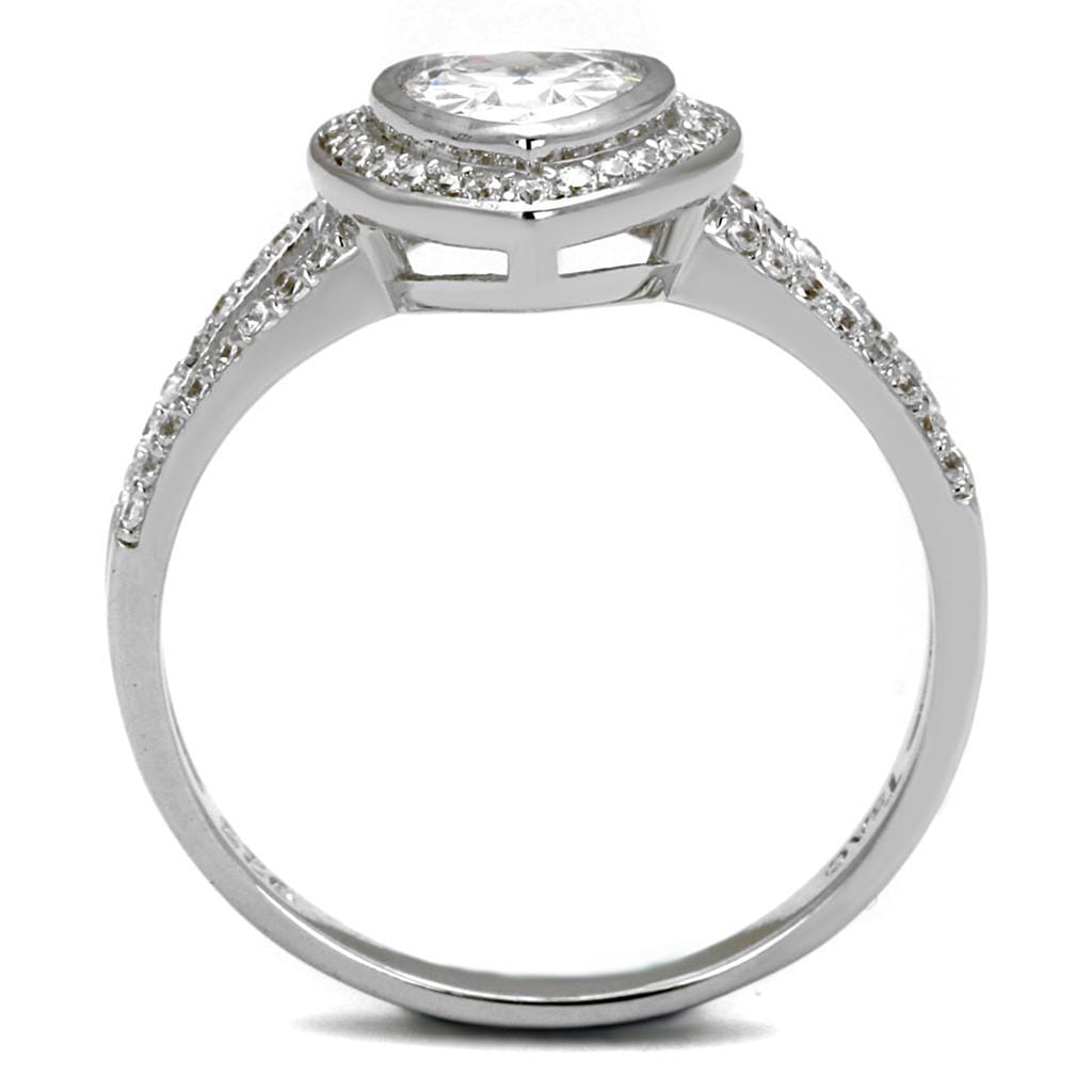 TS465 - Rhodium 925 Sterling Silver Ring with AAA Grade CZ in Clear
