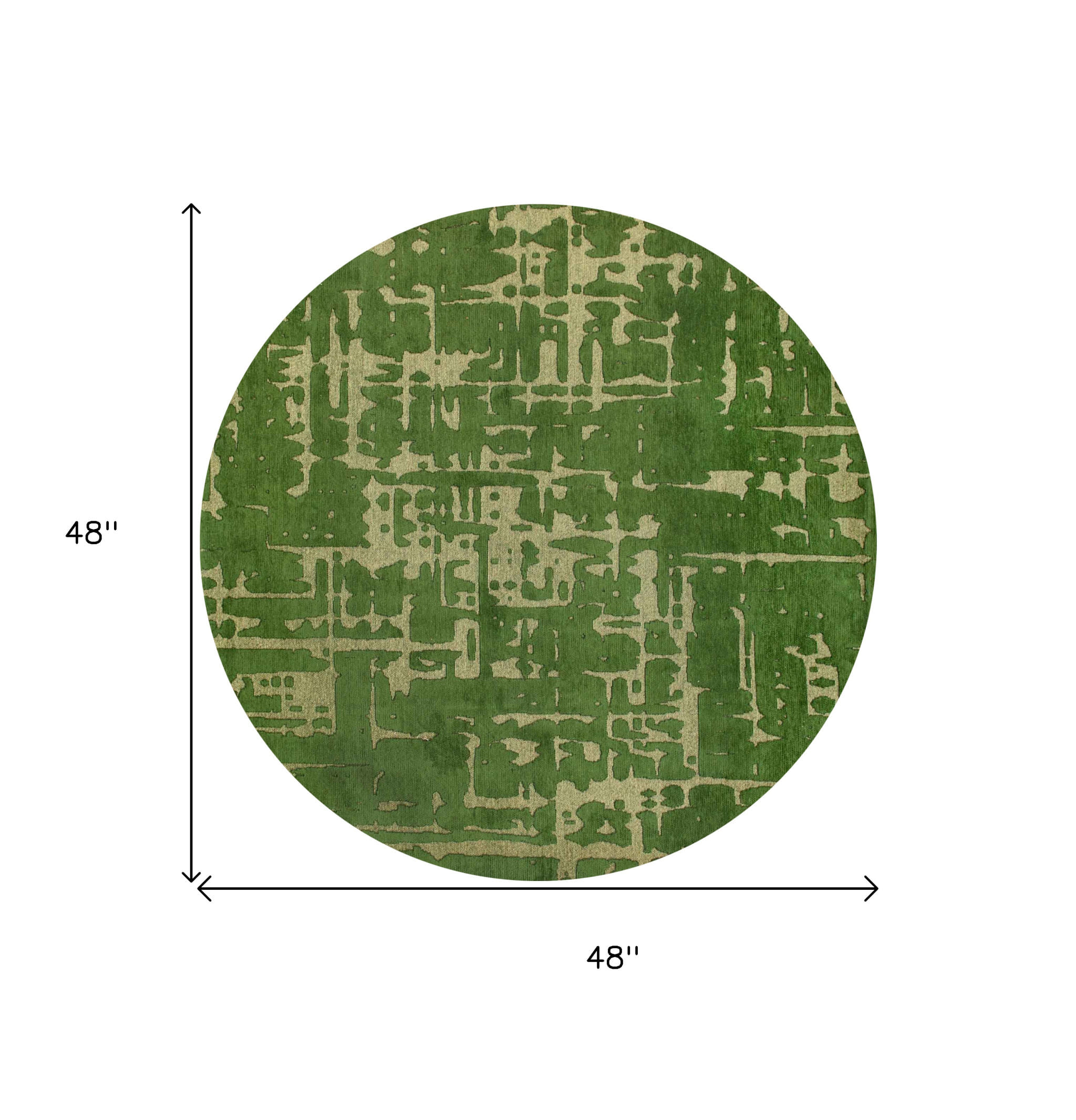 5' Green Round Abstract Non Skid Area Rug