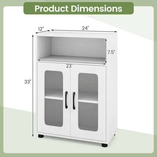 Bathroom Cabinet Freestanding Cabinet with 2 Doors and 3-Level Adjustable Shelf-White - Color: White