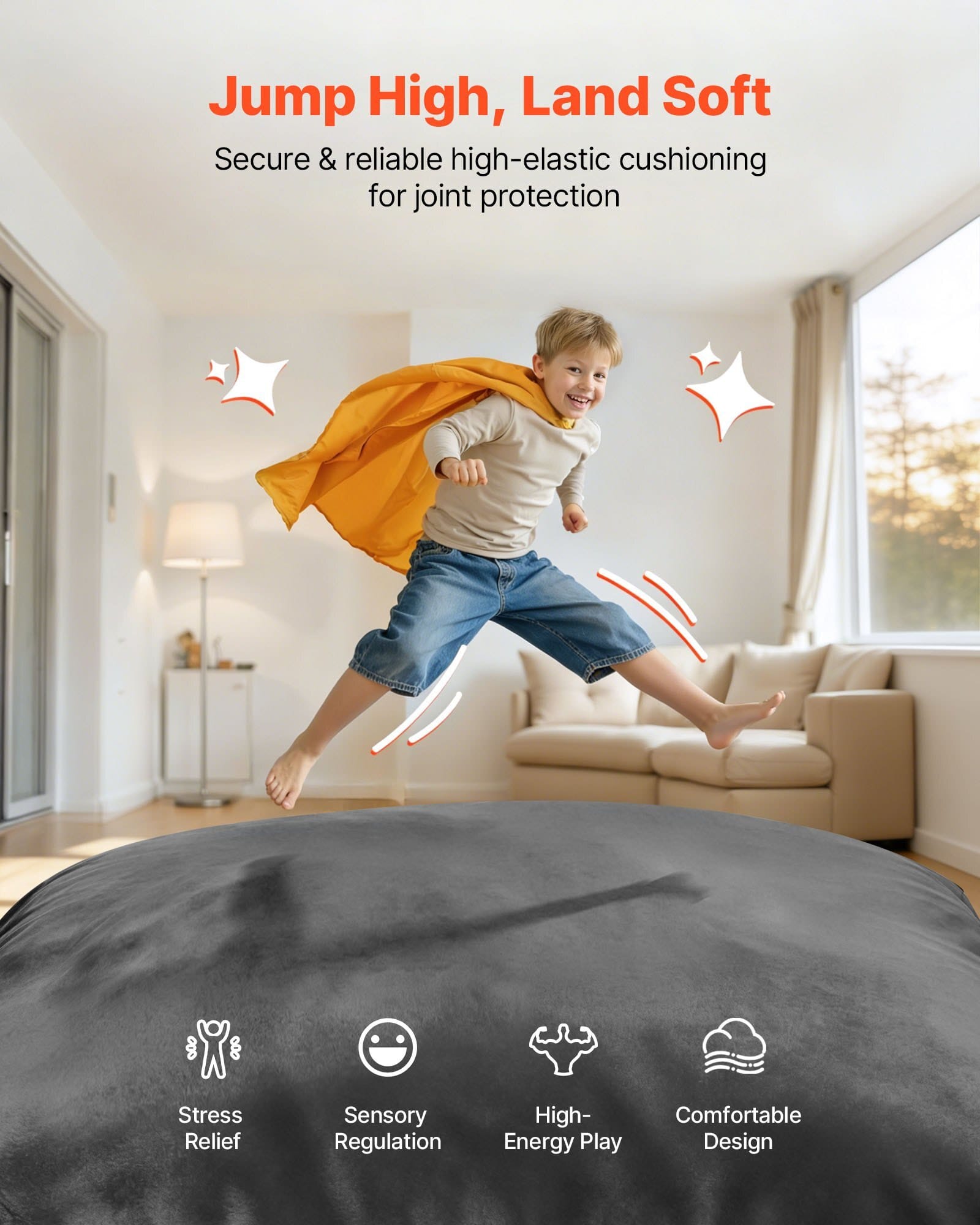 Crash Pad, 5 x 4.5 ft Crash Pad for Kids Sensory with Foam Blocks and Washable Cover, Large Soft Foam Landing Zone Giant Pillow Mat, Sensory Room Equipment for Children Jumping, Relaxing & Play