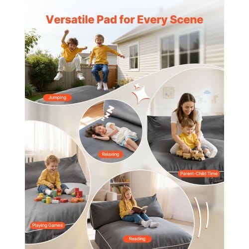 Crash Pad, 5 x 4.5 ft Crash Pad for Kids Sensory with Foam Blocks and Washable Cover, Large Soft Foam Landing Zone Giant Pillow Mat, Sensory Room Equipment for Children Jumping, Relaxing & Play