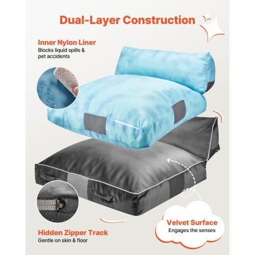 Crash Pad, 5 x 4.5 ft Crash Pad for Kids Sensory with Foam Blocks and Washable Cover, Large Soft Foam Landing Zone Giant Pillow Mat, Sensory Room Equipment for Children Jumping, Relaxing & Play