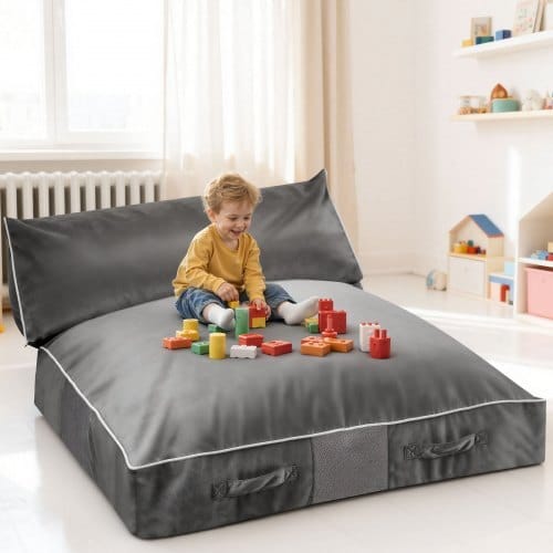 Crash Pad, 5 x 4.5 ft Crash Pad for Kids Sensory with Foam Blocks and Washable Cover, Large Soft Foam Landing Zone Giant Pillow Mat, Sensory Room Equipment for Children Jumping, Relaxing & Play