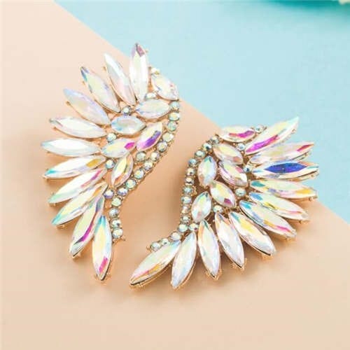 Luxurious Glistening Party Fashion Angel Wings Women Wholesale Stud Earrings - Luminous White