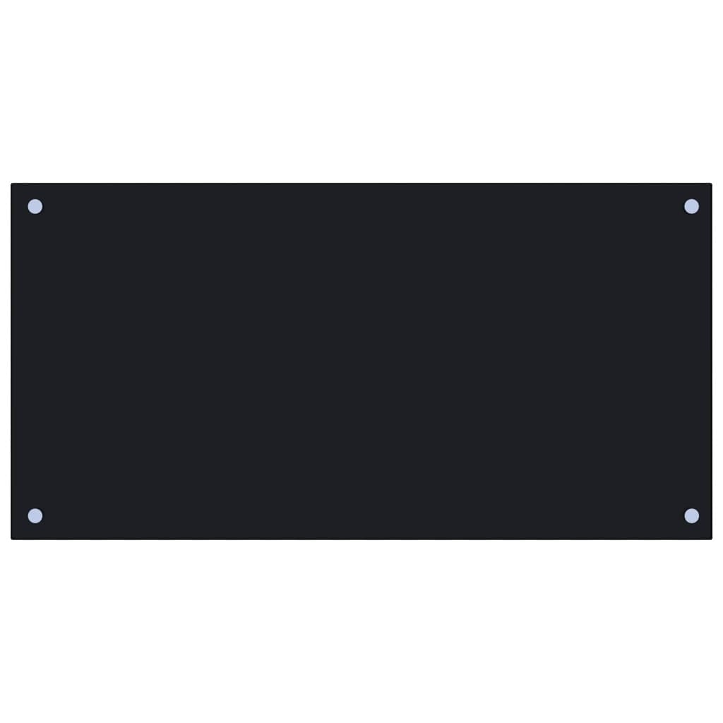 Kitchen Backsplash Black 31.5"x15.7" Tempered Glass