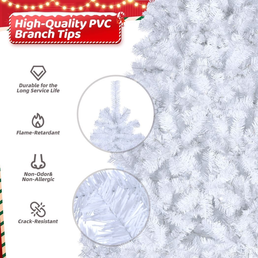 7ft 1346 Branches Automatic Tree Structure PVC Material 500 Lights Cool Color 8 Modes Christmas Tree White