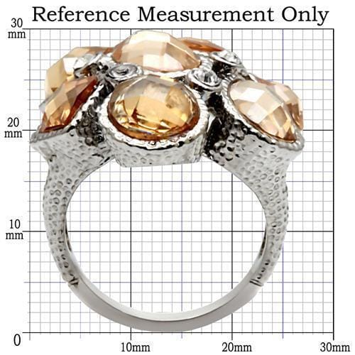 TK044 - High polished (no plating) Stainless Steel Ring with AAA Grade CZ in Champagne