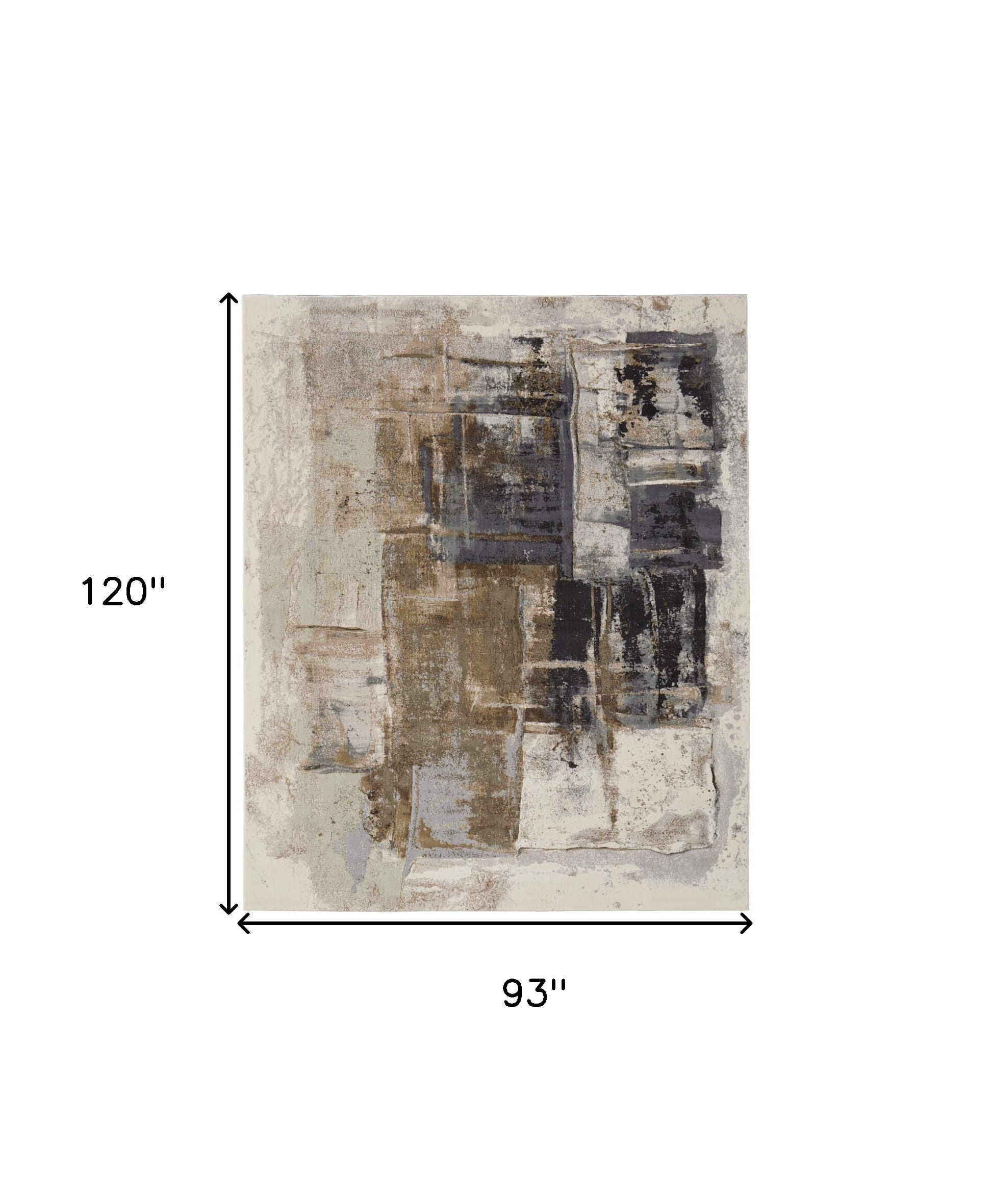 8' X 10' Gray Black and Brown Abstract Power Loom Area Rug