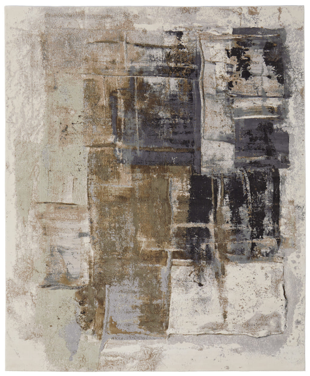 8' X 10' Gray Black and Brown Abstract Power Loom Area Rug