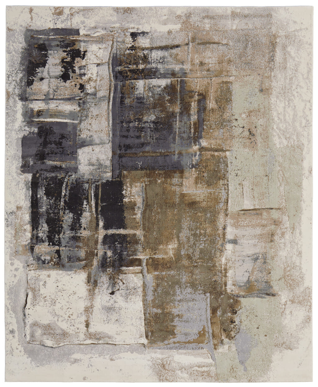 8' X 10' Gray Black and Brown Abstract Power Loom Area Rug