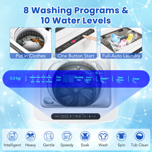 Full-Automatic Washing Machine Washer and Spin Combo-White - Color: White