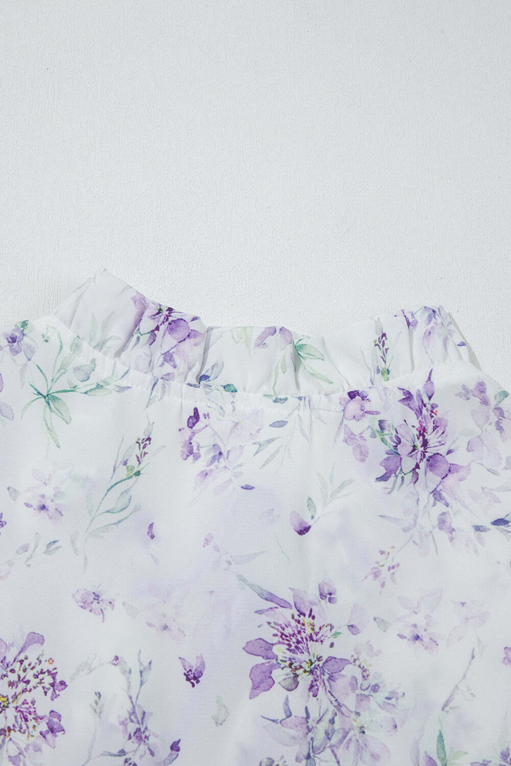 Purple Floral Trimmed Detail Split Neck Plus Size Top