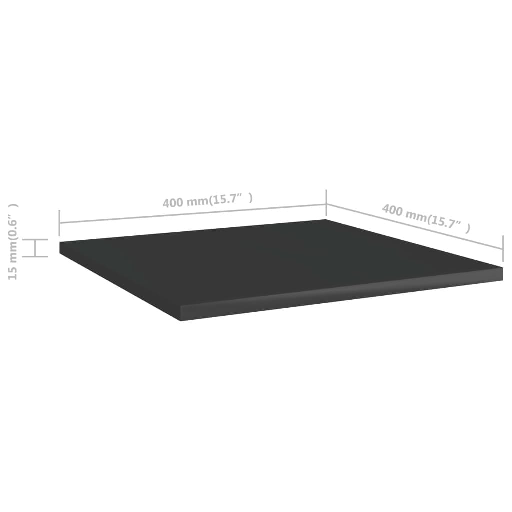 Bookshelf Boards 4 pcs High Gloss Black 15.7"x15.7"x0.6" Engineered Wood