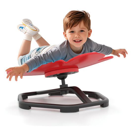 Kids Sensory Swivel Chair Elephant Petal 360° Spinning Chair-Red - Color: Red