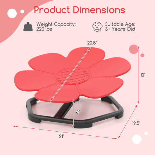 Kids Sensory Swivel Chair Elephant Petal 360° Spinning Chair-Red - Color: Red