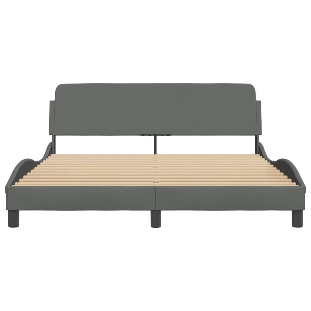Bed Frame "Dover" Dark Gray 59.8"x79.9" Fabric