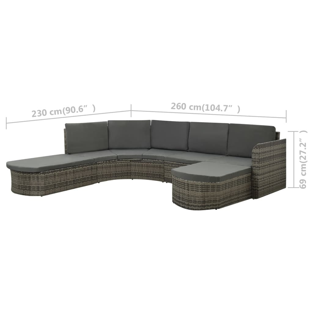 4 Piece Patio Lounge Set with Cushions Poly Rattan Gray