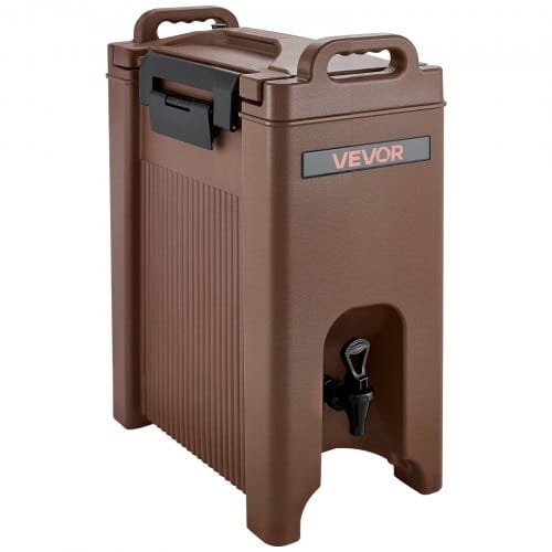 Insulated Beverage Dispenser, 5 Gal/19L Hot and Cold Beverage Server with Spigot & Handle, Food-Grade Thermal Drink Dispenser Cooler for Tea Coffee Water in Cafes & Restaurants, Brown