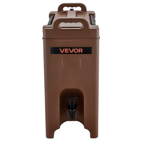 Insulated Beverage Dispenser, 5 Gal/19L Hot and Cold Beverage Server with Spigot & Handle, Food-Grade Thermal Drink Dispenser Cooler for Tea Coffee Water in Cafes & Restaurants, Brown