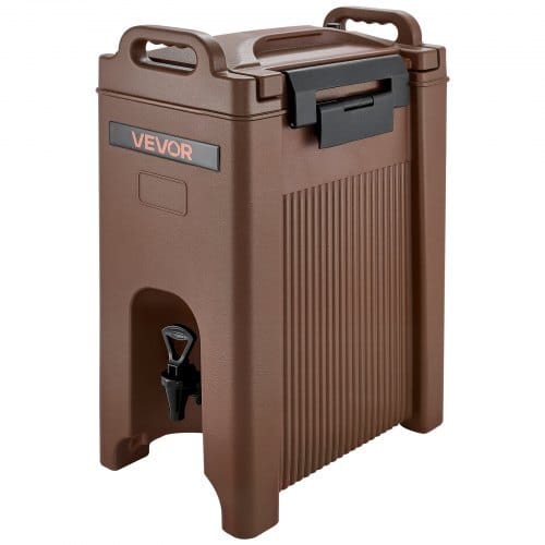 Insulated Beverage Dispenser, 5 Gal/19L Hot and Cold Beverage Server with Spigot & Handle, Food-Grade Thermal Drink Dispenser Cooler for Tea Coffee Water in Cafes & Restaurants, Brown