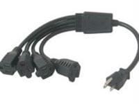 3ft 16 awg 1-to-4 power cord splitter (1 nema 5-15p to 4 nema 5-15r) (taa compli