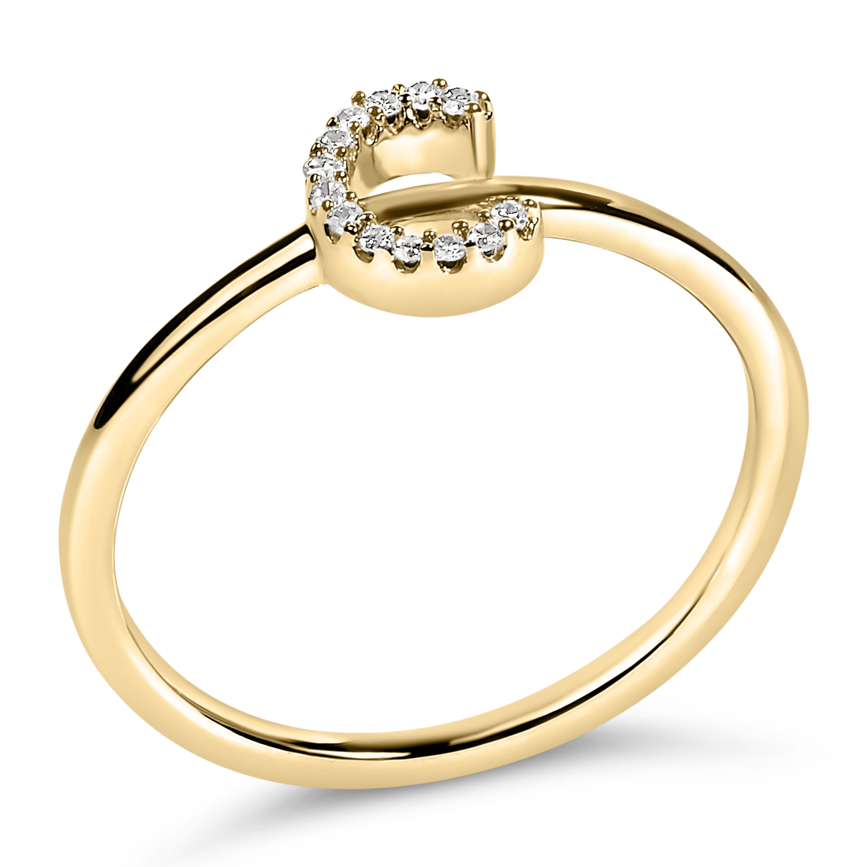 10K Yellow Gold Diamond Accent Initial "C" Ring