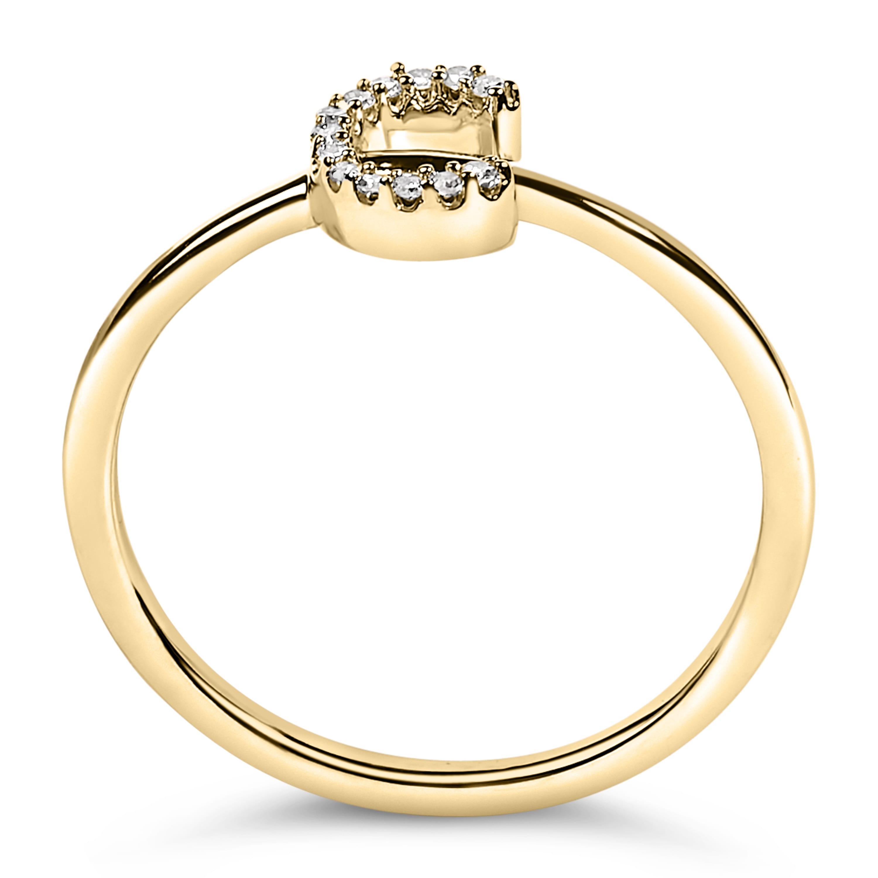 10K Yellow Gold Diamond Accent Initial "C" Ring