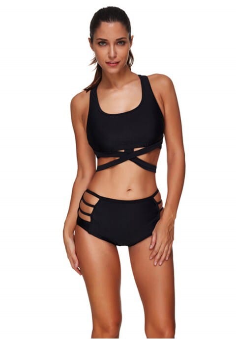 Sexy Hollow Solid Color Swimsuit