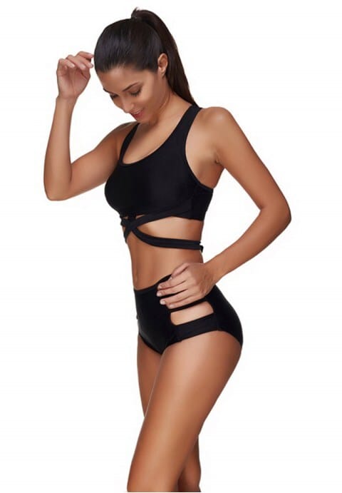 Sexy Hollow Solid Color Swimsuit