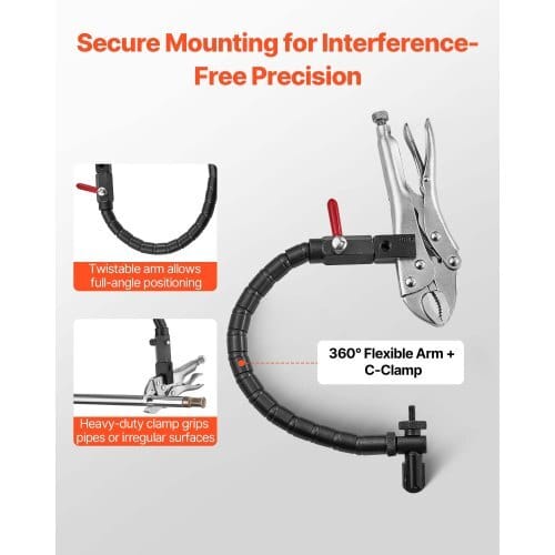 Dial Test Indicator with 360-Degree Flexible Arm and 360-Degree Locking Pliers, 0.001 inch Accuracy, 0-1 inch Range, Professional for Machine Set-Up, Narrow Area Measurement, Storage Case