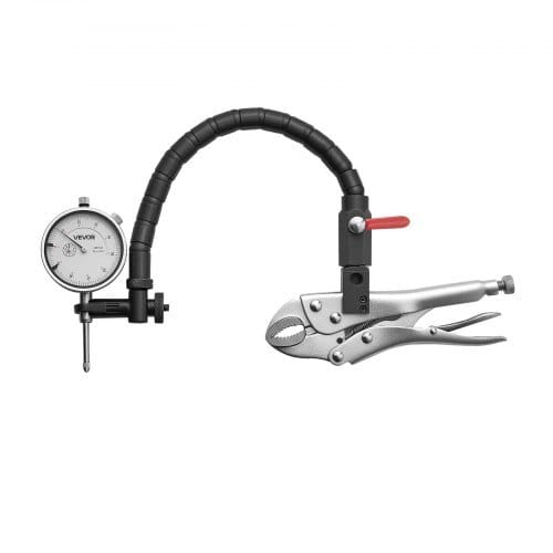 Dial Test Indicator with 360-Degree Flexible Arm and 360-Degree Locking Pliers, 0.001 inch Accuracy, 0-1 inch Range, Professional for Machine Set-Up, Narrow Area Measurement, Storage Case