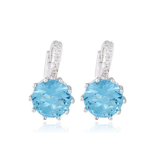 Korean Fashion Elegant Zircon Inlaid Ear Clips - Blue