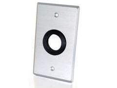 Single gang 1in grommet wall plate - brushed aluminum