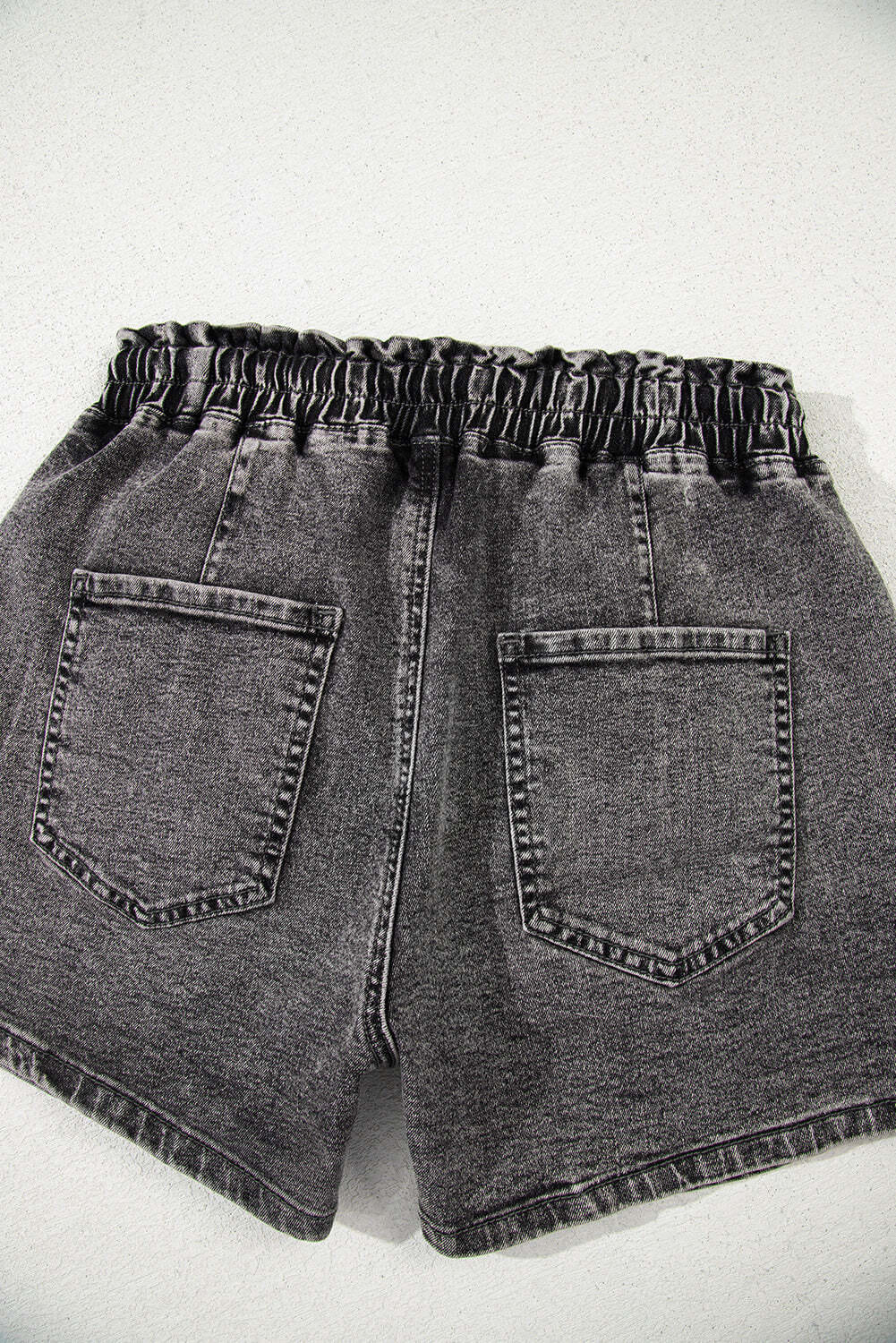 High-rise Drawstring High Waist Casual Denim Shorts with Pockets