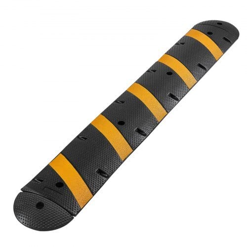 6FT Rubber Speed Bump, 2 Channel, Heavy Duty Traffic Speed Hump, 22000 lbs/axle Load Capacity, 72 in Cable Protector Ramp with Expansion Screws, for Asphalt Concrete Gravel Driveway Road, 1 Pack
