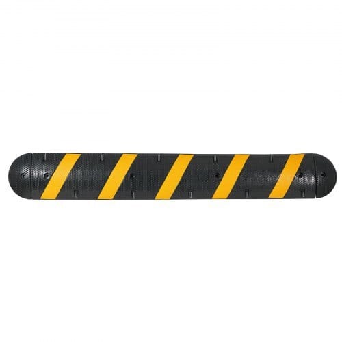 6FT Rubber Speed Bump, 2 Channel, Heavy Duty Traffic Speed Hump, 22000 lbs/axle Load Capacity, 72 in Cable Protector Ramp with Expansion Screws, for Asphalt Concrete Gravel Driveway Road, 1 Pack