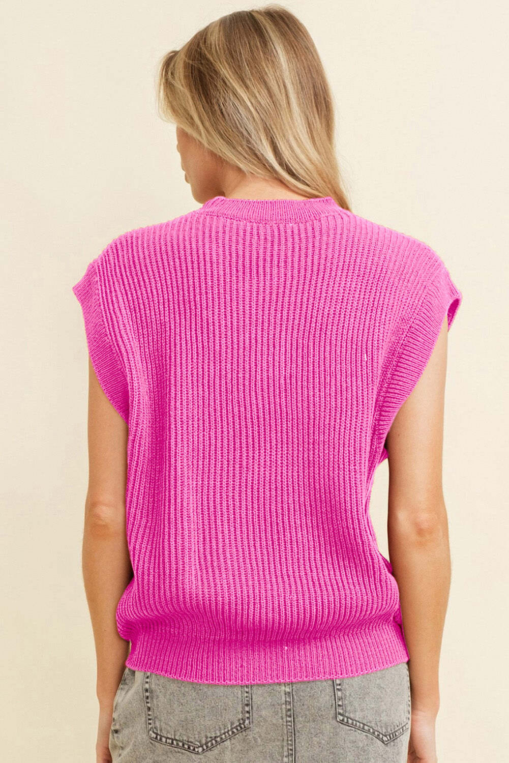 Bright Pink Western Horse Embroidered Round Neck Sweater Tee
