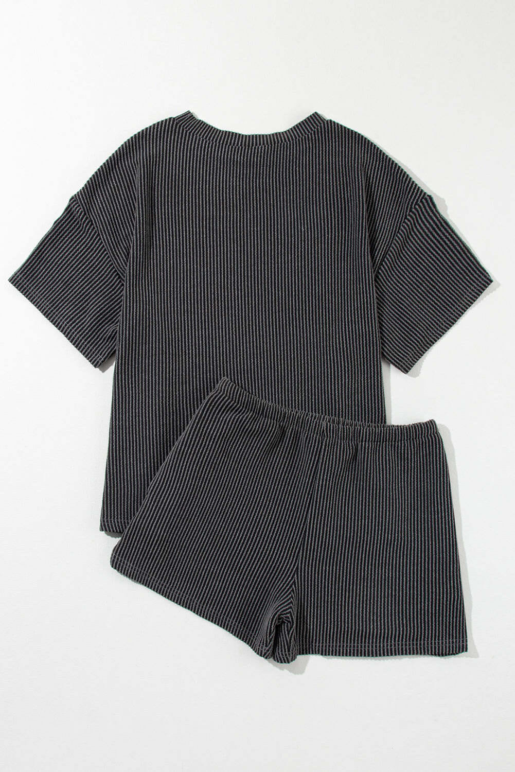 Carbon Grey Sequin Crawfish Food Print Textured Tee and Short Set