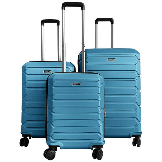 3-Piece Hardside Luggage Set Lightweight Hardside Suitcases with 8-Spinner Wheels-Blue - Color: Blue