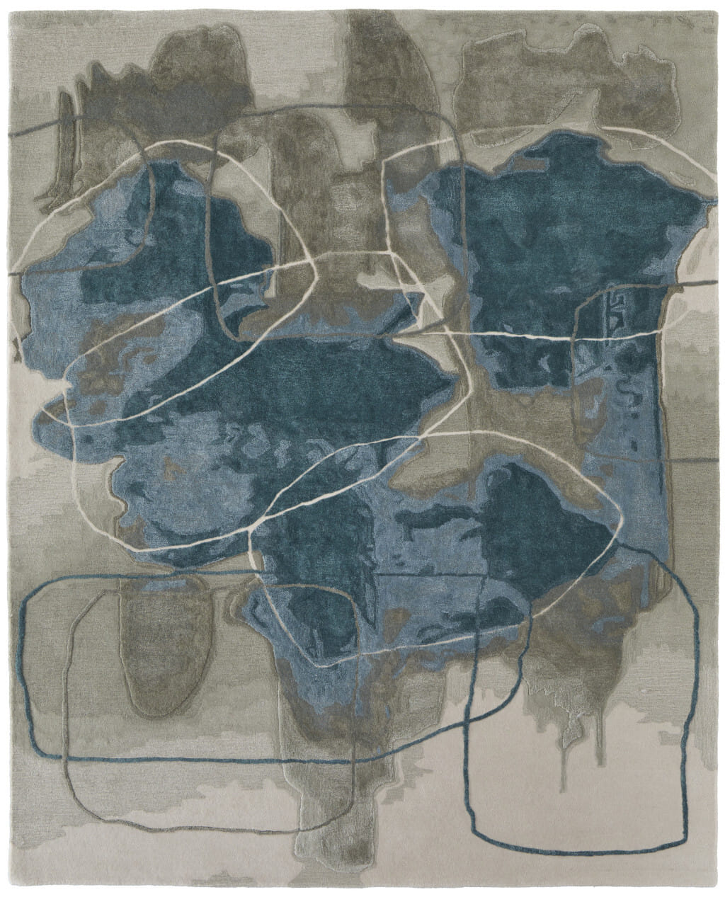 8' X 10' Blue and Gray Abstract Hand Tufted Area Rug